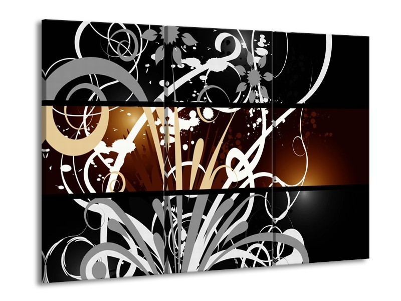 Canvas schilderij Abstract | Sepia, Bruin | 90x60cm 3Luik