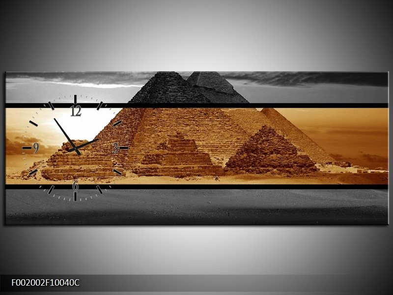 Klok schilderij Piramide | Sepia, Bruin | 100x40cm 1Luik