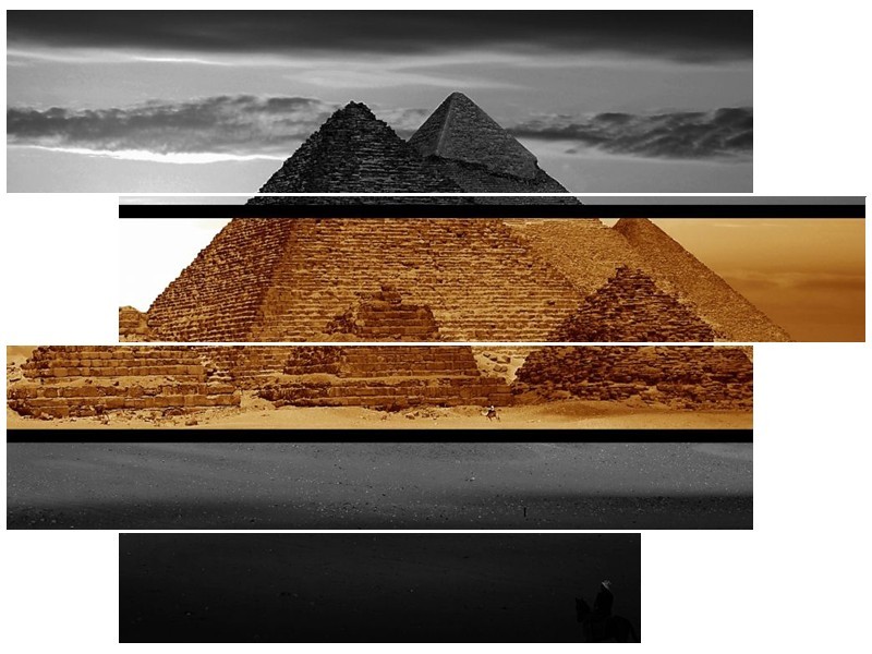 Canvas schilderij Piramide | Sepia, Bruin | 115x85cm 4Luik