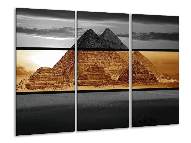 Canvas schilderij Piramide | Sepia, Bruin | 120x80cm 3Luik