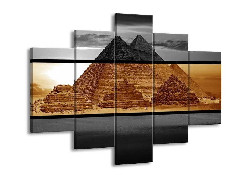 Glas schilderij Piramide | Sepia, Bruin | 150x105cm 5Luik