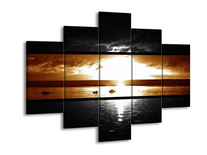 Glas schilderij Zonsondergang | Sepia, Bruin | 150x105cm 5Luik