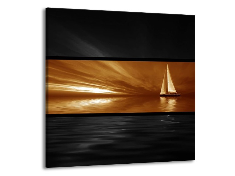 Glas schilderij Boot | Sepia, Bruin | 50x50cm 1Luik