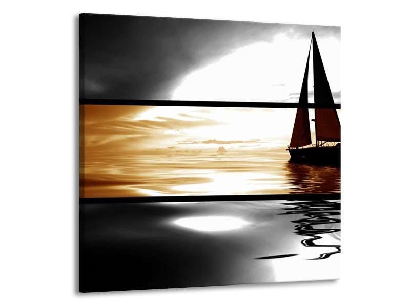 Glas schilderij Boot | Sepia, Bruin | 70x70cm 1Luik