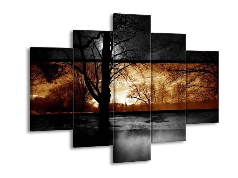 Glas schilderij Natuur | Sepia, Bruin | 150x105cm 5Luik