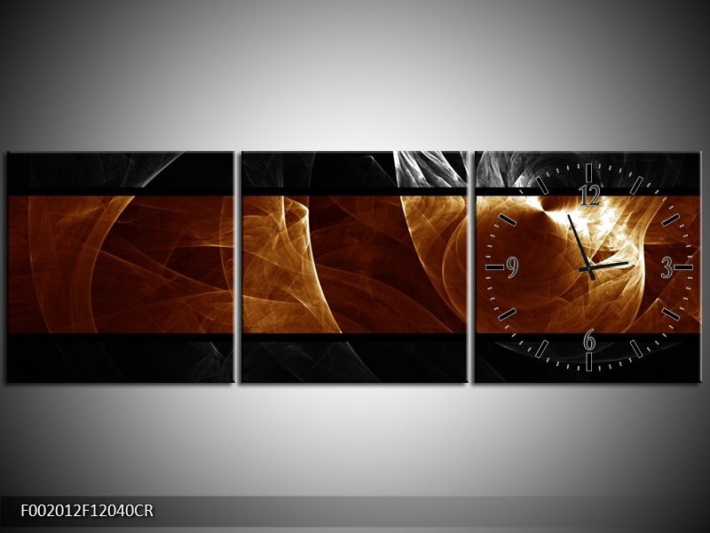 Klok schilderij Abstract | Sepia, Bruin | 120x40cm 3Luik