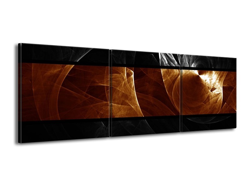 Canvas schilderij Abstract | Sepia, Bruin | 150x50cm 3Luik