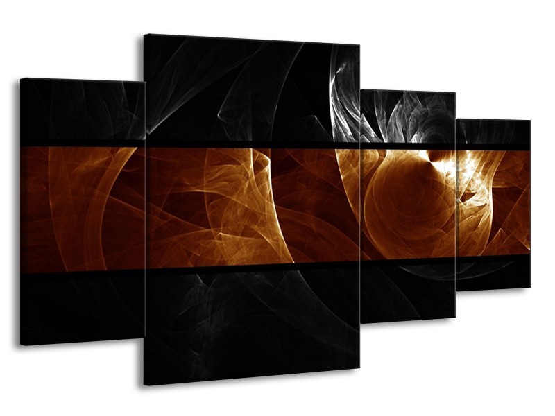 Canvas schilderij Abstract | Sepia, Bruin | 160x90cm 4Luik