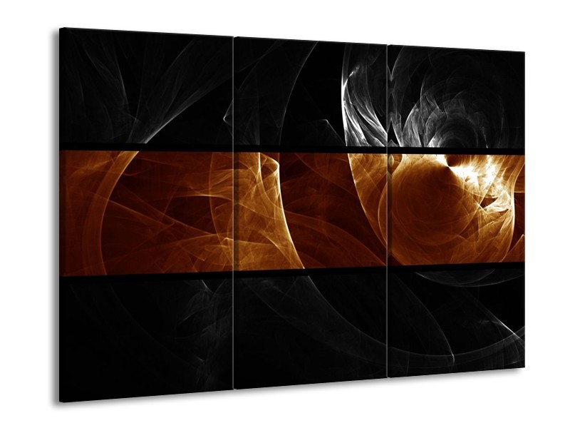 Canvas schilderij Abstract | Sepia, Bruin | 90x60cm 3Luik