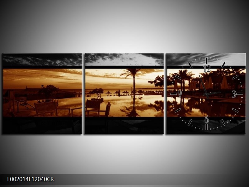 Klok schilderij Natuur | Sepia, Bruin | 120x40cm 3Luik