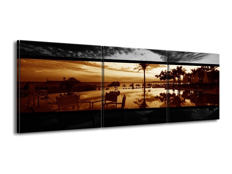 Canvas schilderij Natuur | Sepia, Bruin | 150x50cm 3Luik