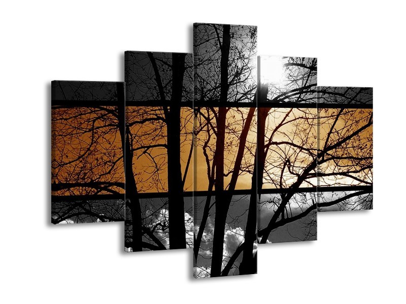 Glas schilderij Natuur | Sepia, Bruin | 150x105cm 5Luik
