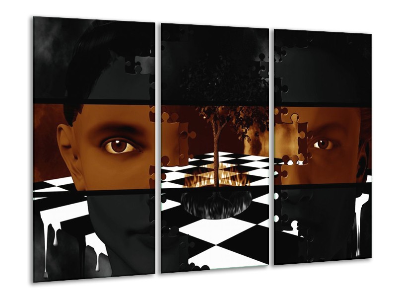 Canvas schilderij Abstract | Sepia, Bruin | 120x80cm 3Luik