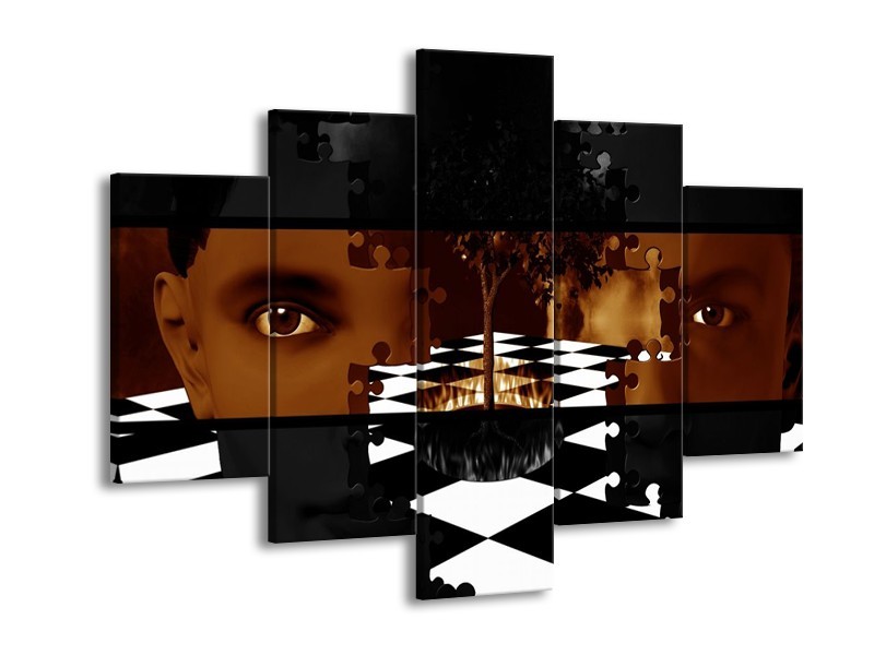 Glas schilderij Abstract | Sepia, Bruin | 150x105cm 5Luik