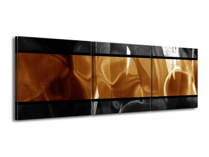 Canvas schilderij Abstract | Sepia, Bruin | 150x50cm 3Luik