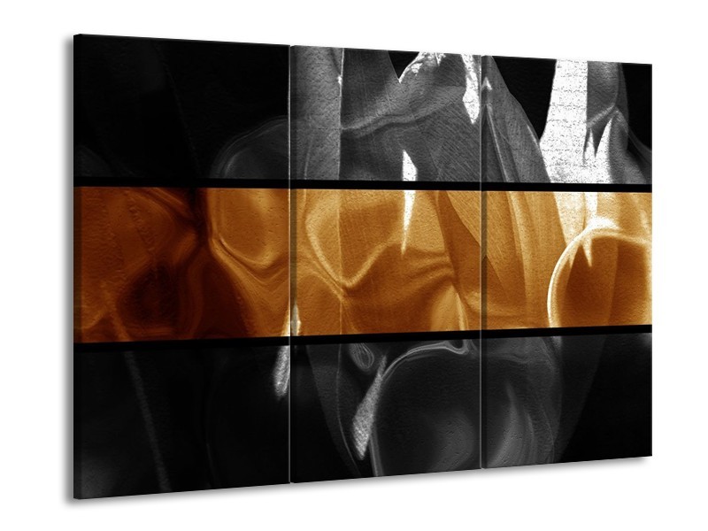 Glas schilderij Abstract | Sepia, Bruin | 90x60cm 3Luik