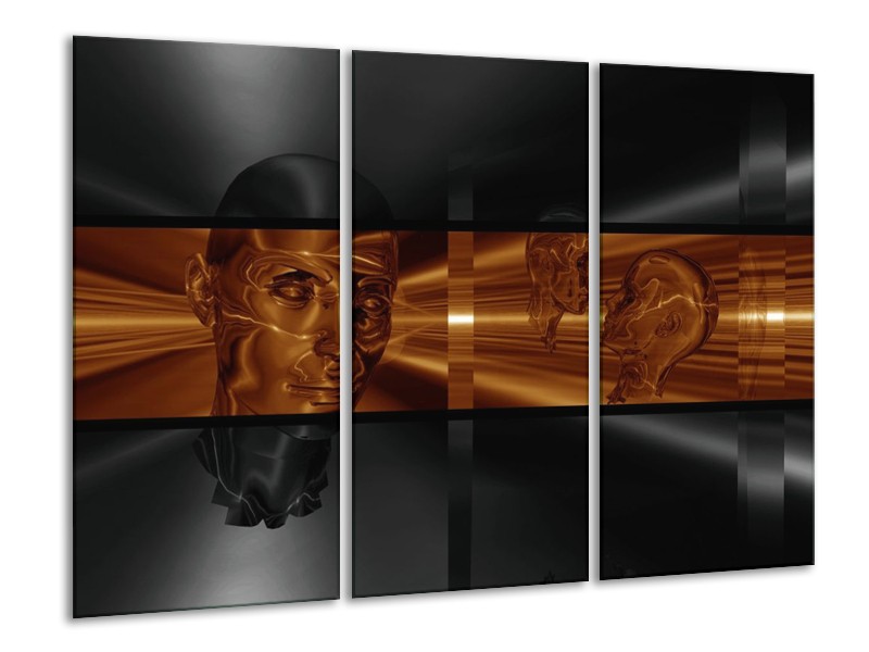 Canvas schilderij Abstract | Sepia, Bruin | 120x80cm 3Luik