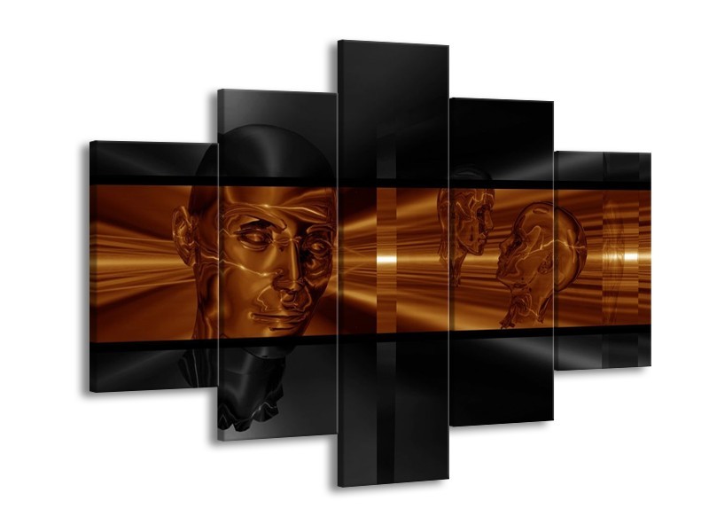 Glas schilderij Abstract | Sepia, Bruin | 150x105cm 5Luik