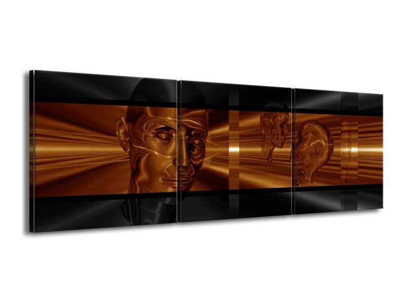 Canvas schilderij Abstract | Sepia, Bruin | 150x50cm 3Luik