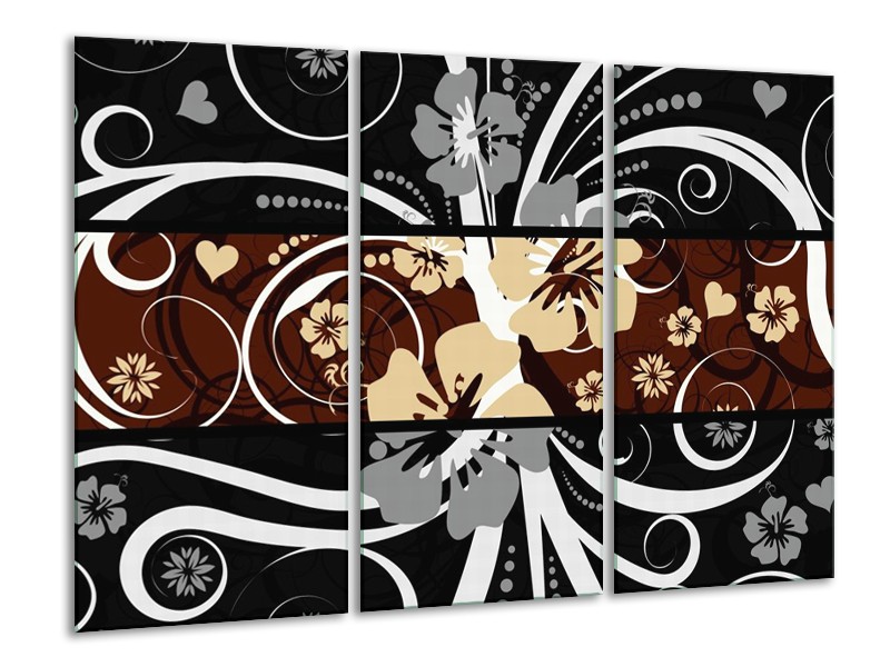 Canvas schilderij Abstract | Sepia, Bruin | 120x80cm 3Luik