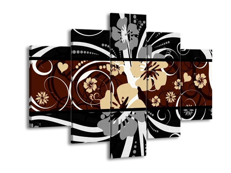 Glas schilderij Abstract | Sepia, Bruin | 150x105cm 5Luik