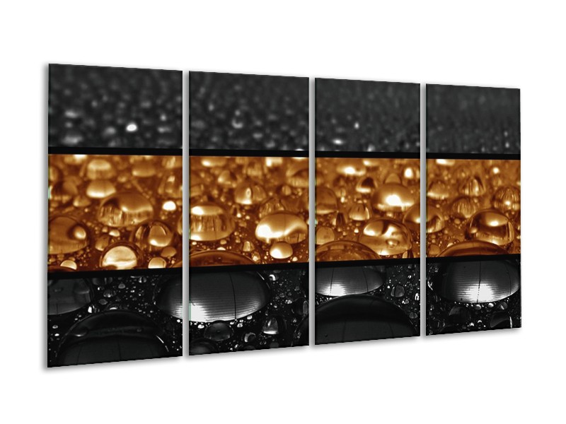Canvas schilderij Druppels | Sepia, Bruin | 160x80cm 4Luik