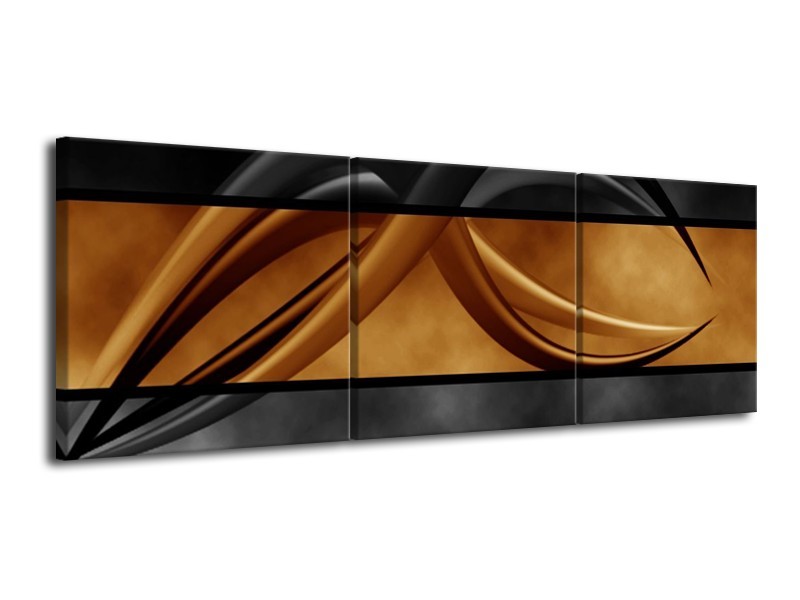 Canvas schilderij Abstract | Sepia, Bruin | 120x40cm 3Luik