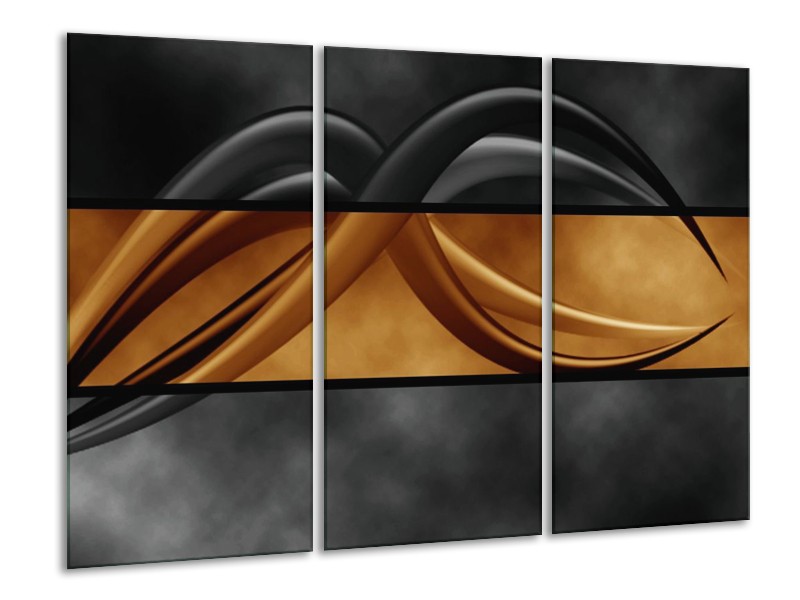 Canvas schilderij Abstract | Sepia, Bruin | 120x80cm 3Luik
