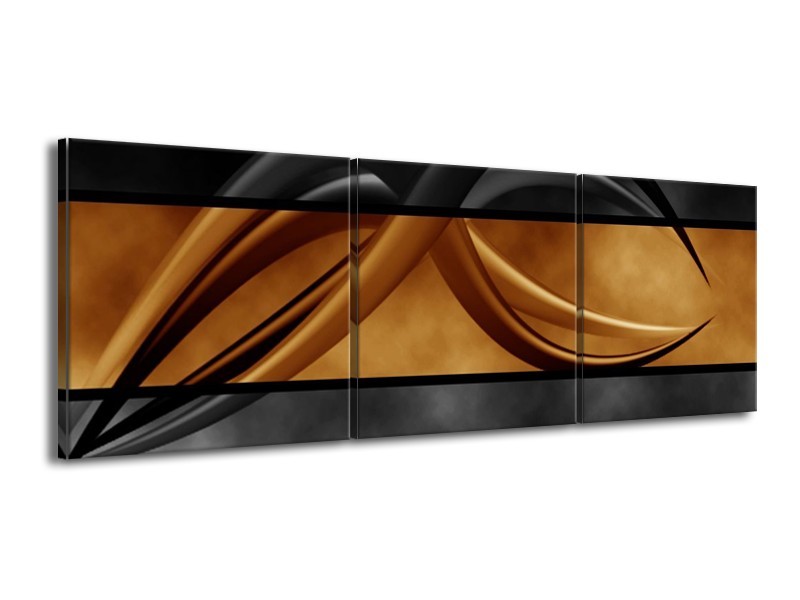 Canvas schilderij Abstract | Sepia, Bruin | 150x50cm 3Luik