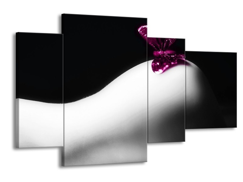 Glas schilderij Vlinder | Wit, Zwart, Paars | 120x75cm 4Luik