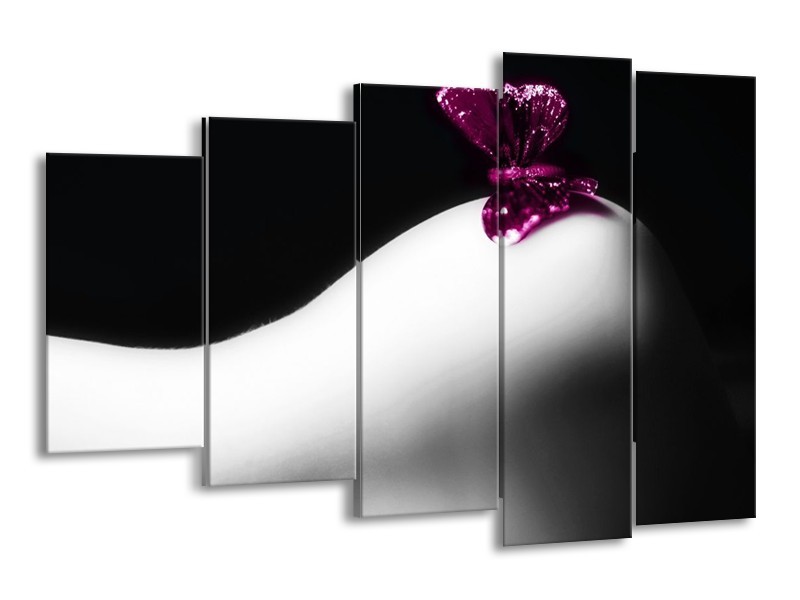 Glas schilderij Vlinder | Wit, Zwart, Paars | 150x100cm 5Luik