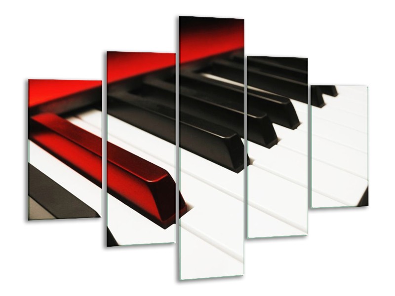 Glas schilderij Piano | Zwart, Wit, Rood | 100x70cm 5Luik