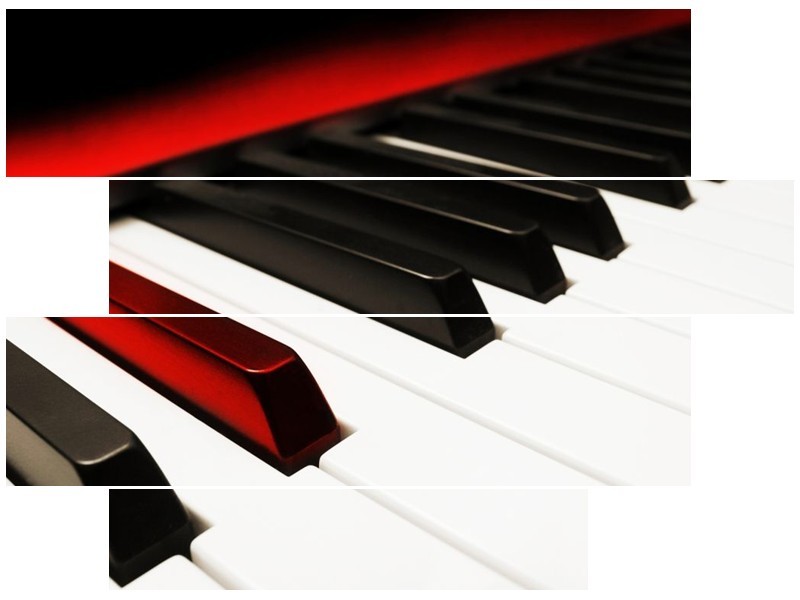 Glas schilderij Piano | Zwart, Wit, Rood | 115x85cm 4Luik