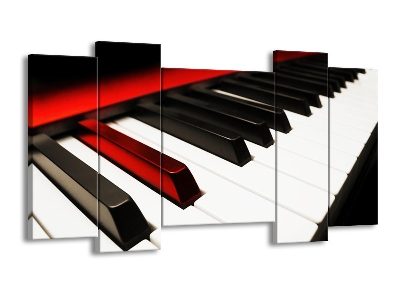 Glas schilderij Piano | Zwart, Wit, Rood | 120x65cm 5Luik