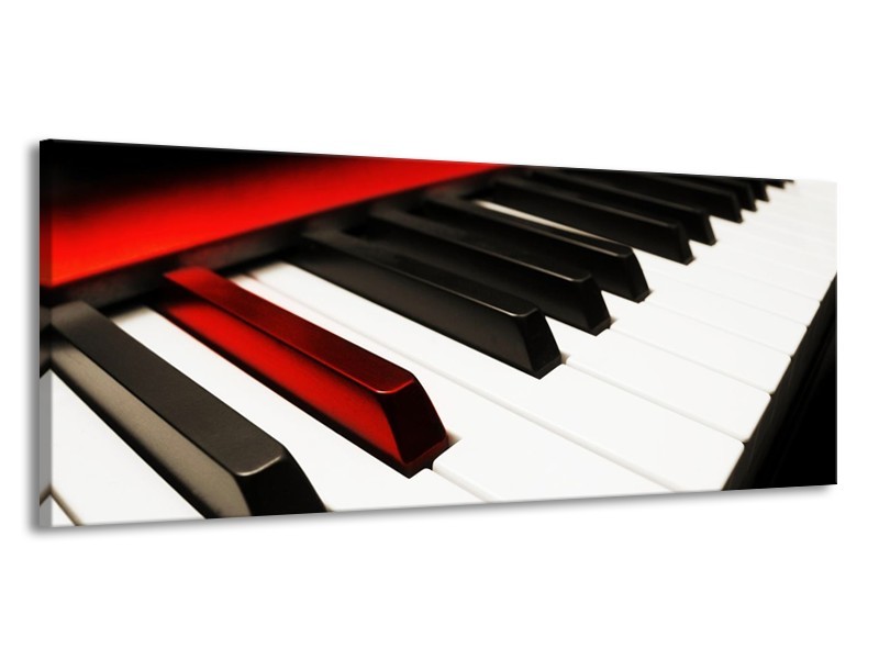 Glas schilderij Piano | Zwart, Wit, Rood | 145x58cm 1Luik