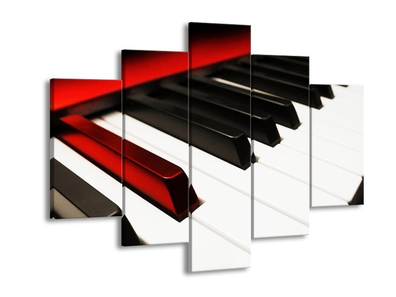 Glas schilderij Piano | Zwart, Wit, Rood | 150x105cm 5Luik