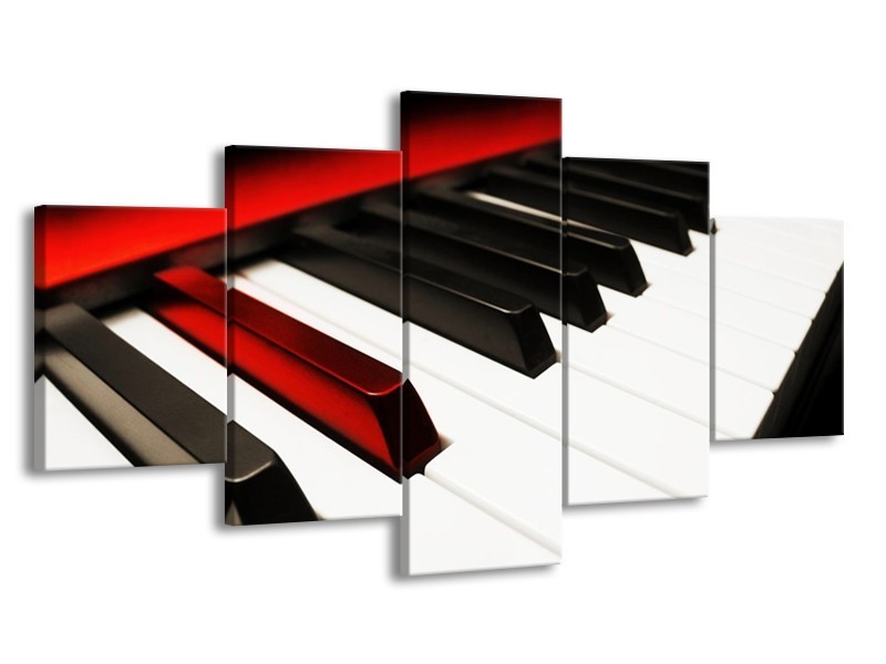 Glas schilderij Piano | Zwart, Wit, Rood | 150x80cm 5Luik