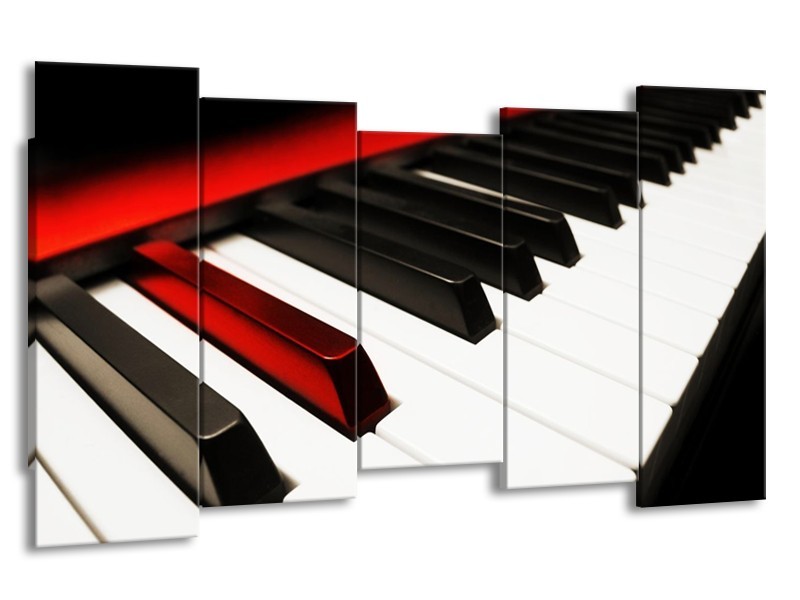 Glas schilderij Piano | Zwart, Wit, Rood | 150x80cm 5Luik