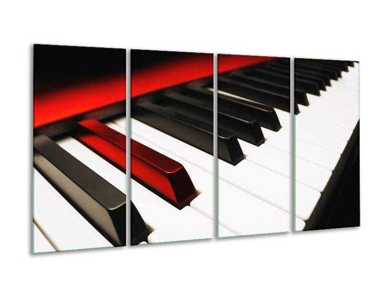 Glas schilderij Piano | Zwart, Wit, Rood | 160x80cm 4Luik
