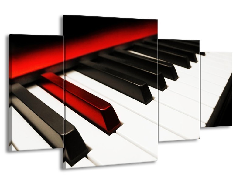 Glas schilderij Piano | Zwart, Wit, Rood | 160x90cm 4Luik