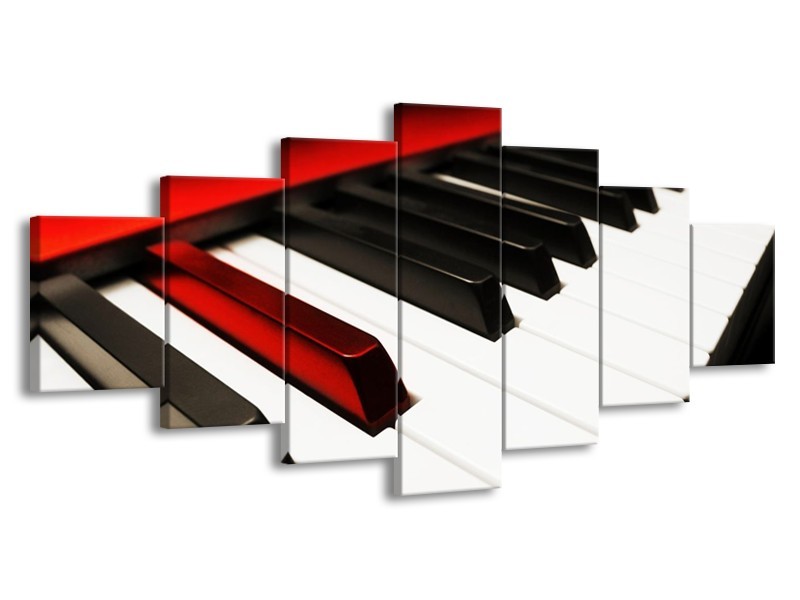 Glas schilderij Piano | Zwart, Wit, Rood | 210x100cm 7Luik