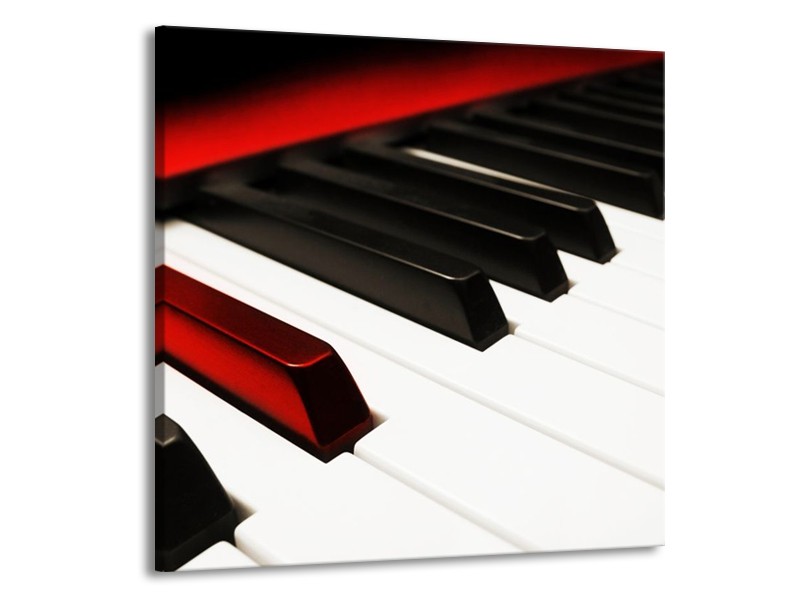 Glas schilderij Piano | Zwart, Wit, Rood | 50x50cm 1Luik