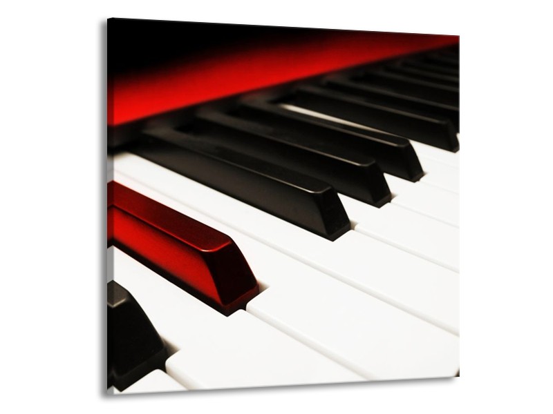Glas schilderij Piano | Zwart, Wit, Rood | 70x70cm 1Luik