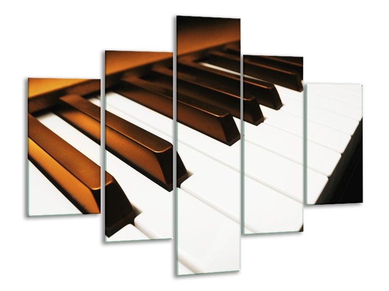 Glas schilderij Piano | Bruin, Zwart, Wit | 100x70cm 5Luik