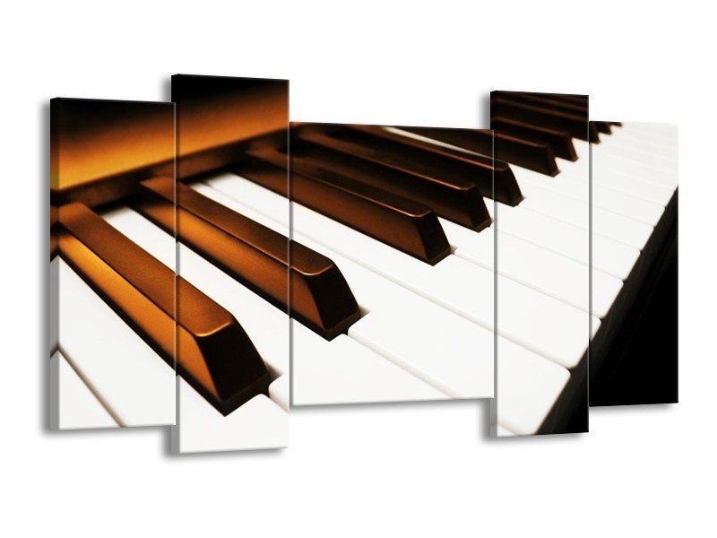 Glas schilderij Piano | Bruin, Zwart, Wit | 120x65cm 5Luik