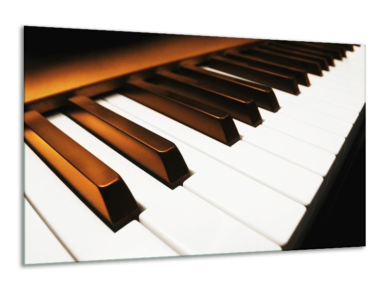 Glas schilderij Piano | Bruin, Zwart, Wit | 120x70cm 1Luik