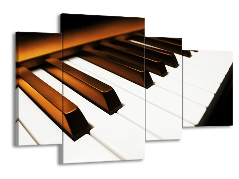 Glas schilderij Piano | Bruin, Zwart, Wit | 120x75cm 4Luik