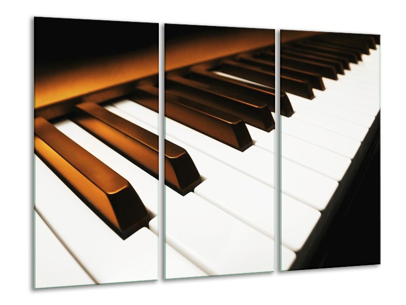 Glas schilderij Piano | Bruin, Zwart, Wit | 120x80cm 3Luik
