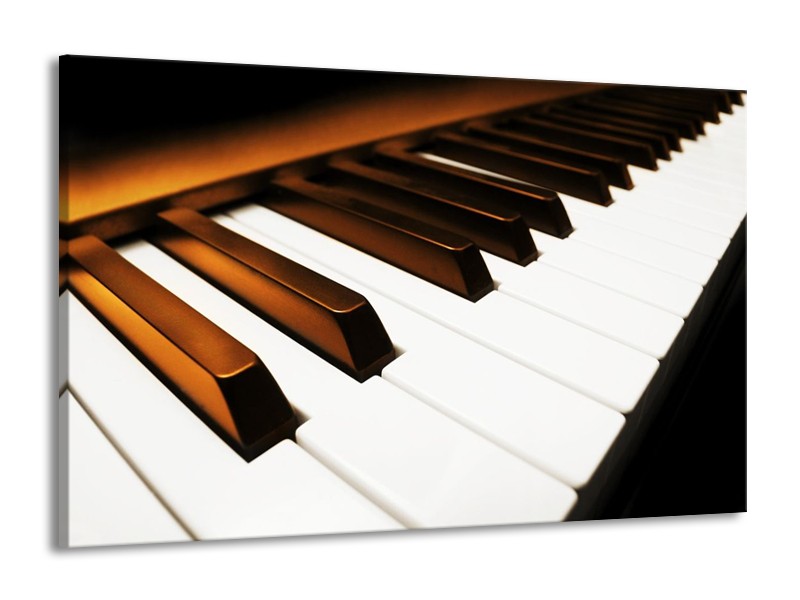 Glas schilderij Piano | Bruin, Zwart, Wit | 140x90cm 1Luik