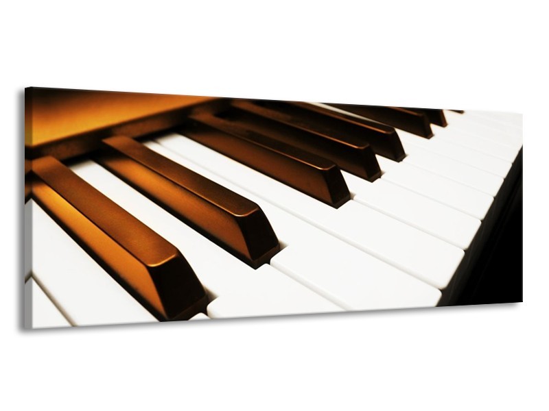 Glas schilderij Piano | Bruin, Zwart, Wit | 145x58cm 1Luik